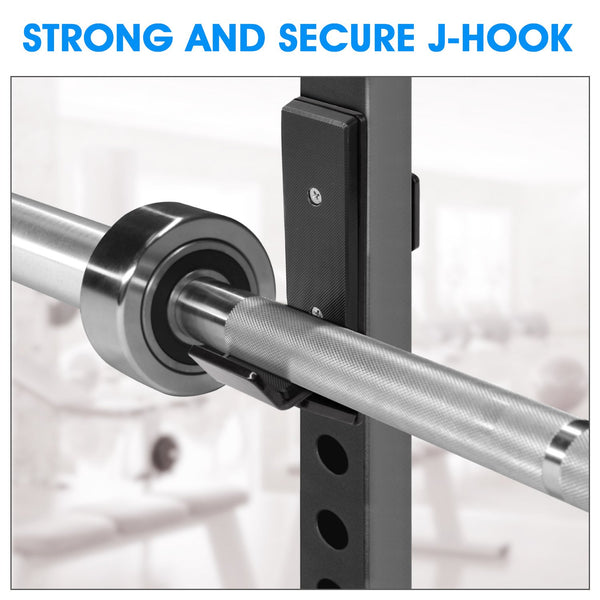 Pair of J Hooks for Power Rack, Squat Rack – J Hook Weight Rack (2 inch Square Tube)