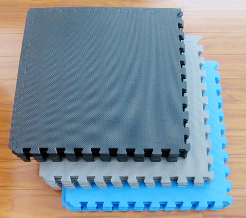 1/2" Thick Flooring Puzzle Exercise Mat with High Quality EVA Foam Interlocking Tiles, 6 Piece, 24 Sq Ft, Blue