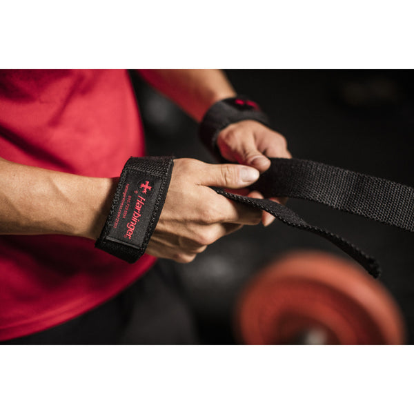 Padded Cotton Lifting Straps with NeoTek Cushioned Wrist (Pair), Black