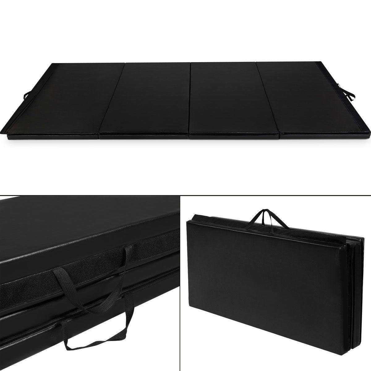 Black 4'x10'x2" Thick Folding Panel Gymnastics Mat Gym Fitness Exercise Mat