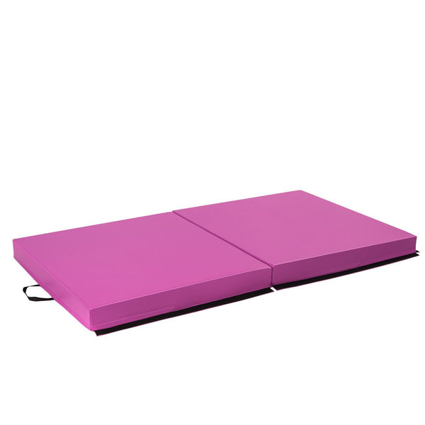6'x3.2'x4'' Gymnastic Mat Thick Two Folding Panel Fitness Exercise Pink