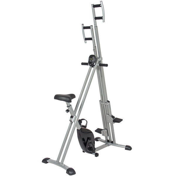 Best Choice Products 2 in 1 Total Body Vertical Climber Magnetic Exercise Bike Machine - Black/Gray