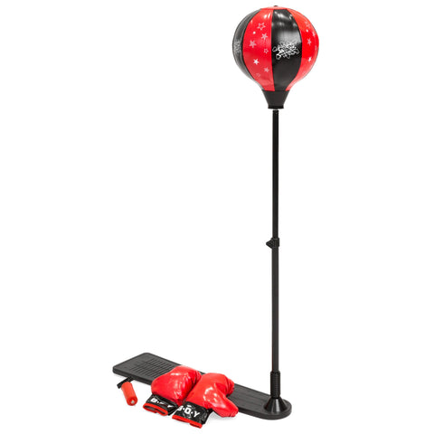 Best Choice Products Kids  Adjustable Standing Boxing Punching Bag Set w/ Spring, Metal Stand, Gloves