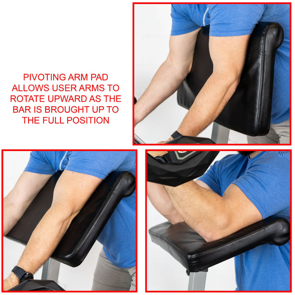 Fitness CB-11 Standing Arm Curl Station for Strength Training w/Pivot and Contoured Arm Rest
