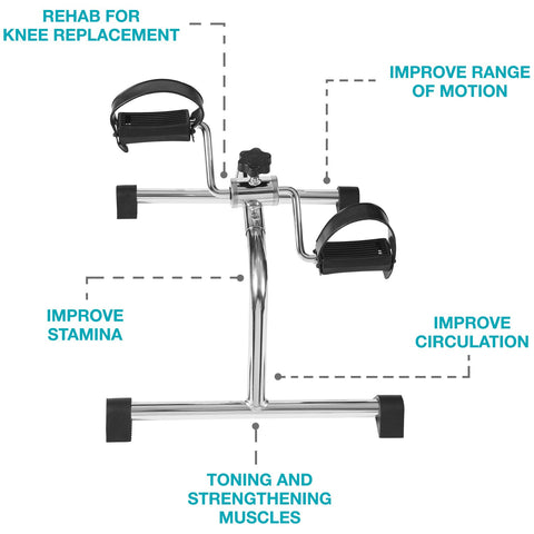 DMI Lightweight Mini Pedal Exerciser Leg and Arm Exerciser, Silver
