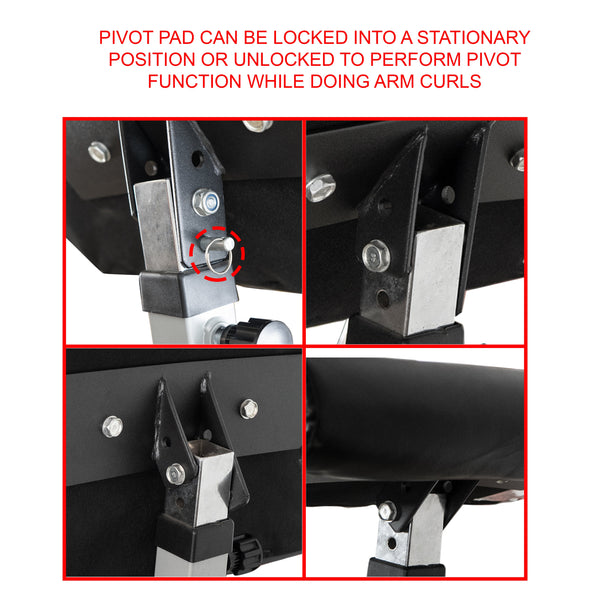 Fitness CB-11 Standing Arm Curl Station for Strength Training w/Pivot and Contoured Arm Rest