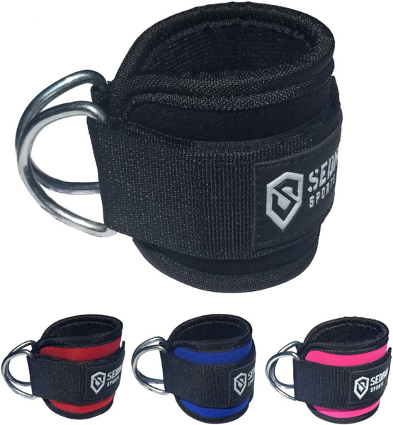 Padded Ankle Strap for Cable Machine Workout D-Ring Attachment Fits Men and Women