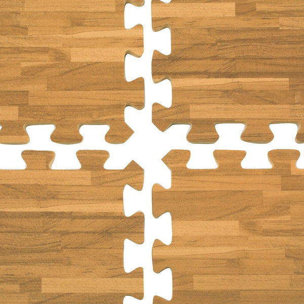 Interlocking EVA Foam Mat Cushion Flooring Tiles, Light Oak Pattern - Set of 25 (2' x 2') Covers 100 sq.ft. for Gym Workout Exercise