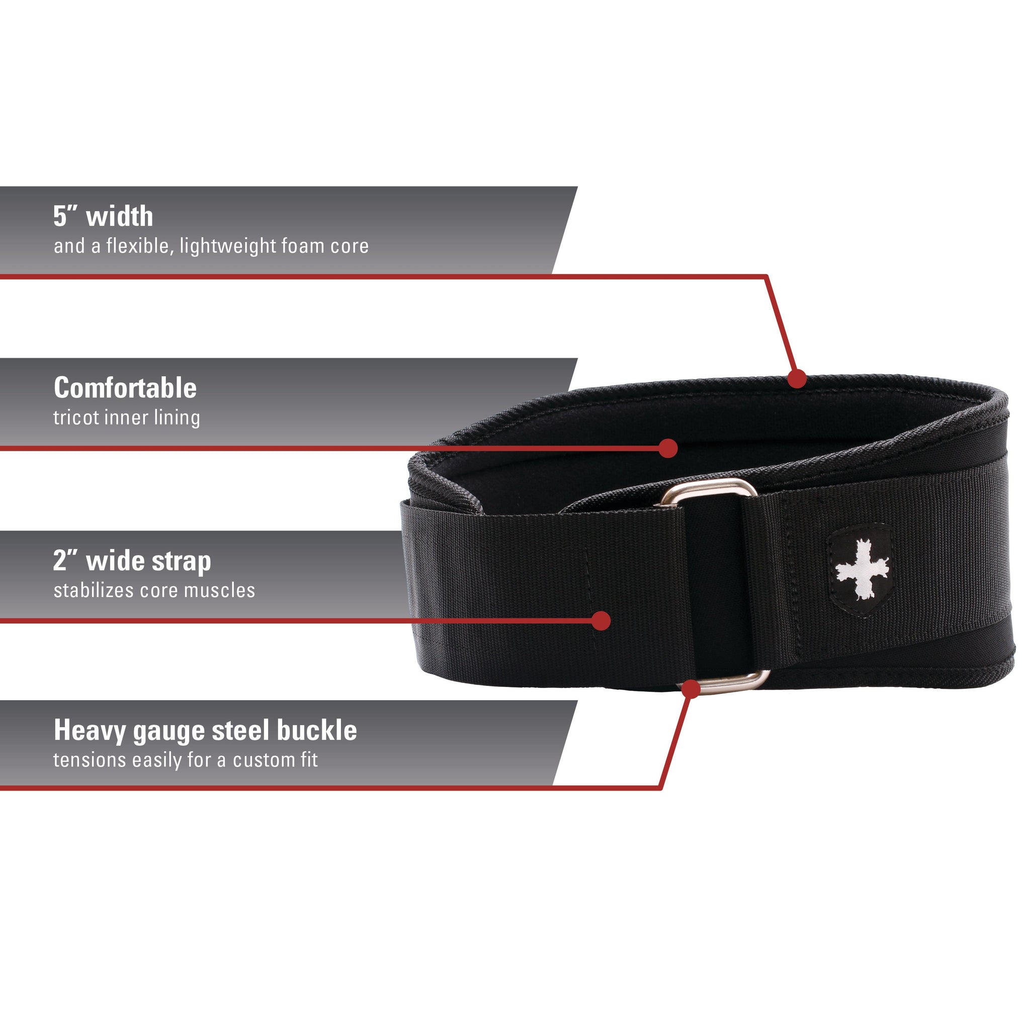 Weightlifting Belt with Flexible Ultra-light Foam Core, 5-Inch, Medium