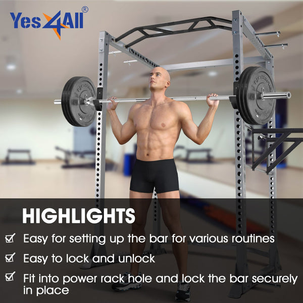 Pair of J Hooks for Power Rack, Squat Rack – J Hook Weight Rack (2 inch Square Tube)