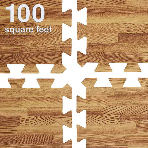 Foam Interlocking Floor Mat, Light Wood, 25 pcs, 100 sq. ft.