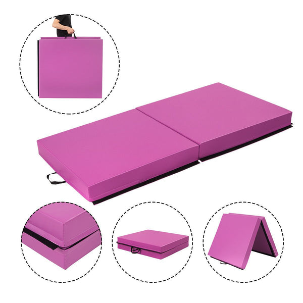 6'x3.2'x4'' Gymnastic Mat Thick Two Folding Panel Fitness Exercise Pink