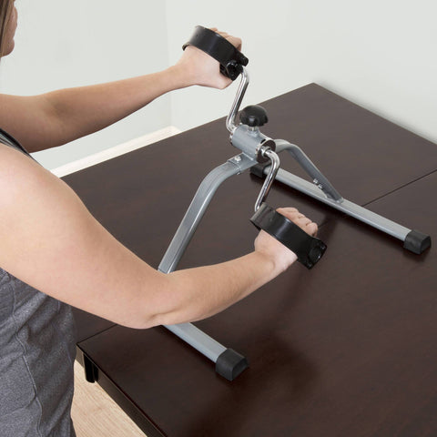 Portable Fitness Pedal Stationary Under Desk Indoor Exercise Machine Bike for Arms, Legs, Physical Therapy or Calorie Burner by Wakeman