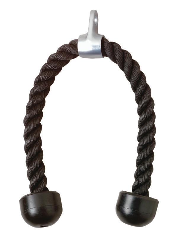 Rope Pulldown, 27 Inch Heavy Duty Coated Nylon Rope With Solid Rubber Ends And Chrome Plated Attachment, Connects To Any Universal Gym System