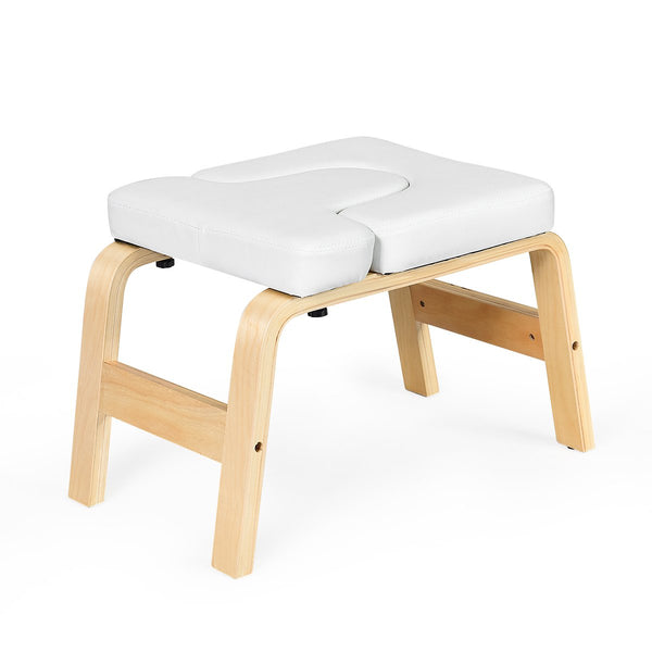 Yoga Headstand Bench Wood Stand w/ PVC Pads for Family Gym Relieve Fatigue
