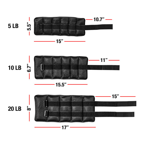 Fuel Pureformance Adjustable Wrist/Ankle Weights, 20-Pound Pair