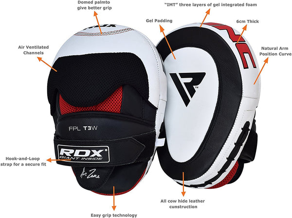 Cow Hide Leather Focus Mitts Pads Kick Training Boxing