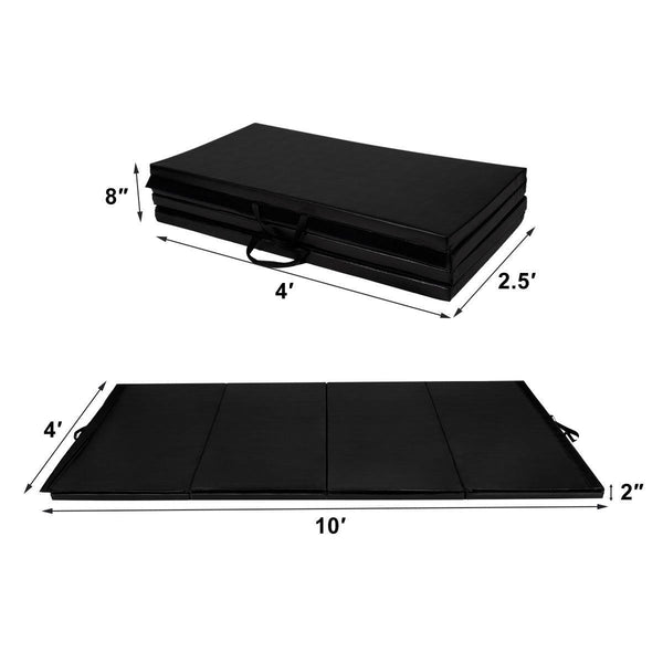 Black 4'x10'x2" Thick Folding Panel Gymnastics Mat Gym Fitness Exercise Mat