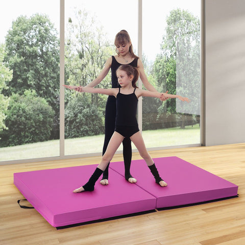 6'x3.2'x4'' Gymnastic Mat Thick Two Folding Panel Fitness Exercise Pink